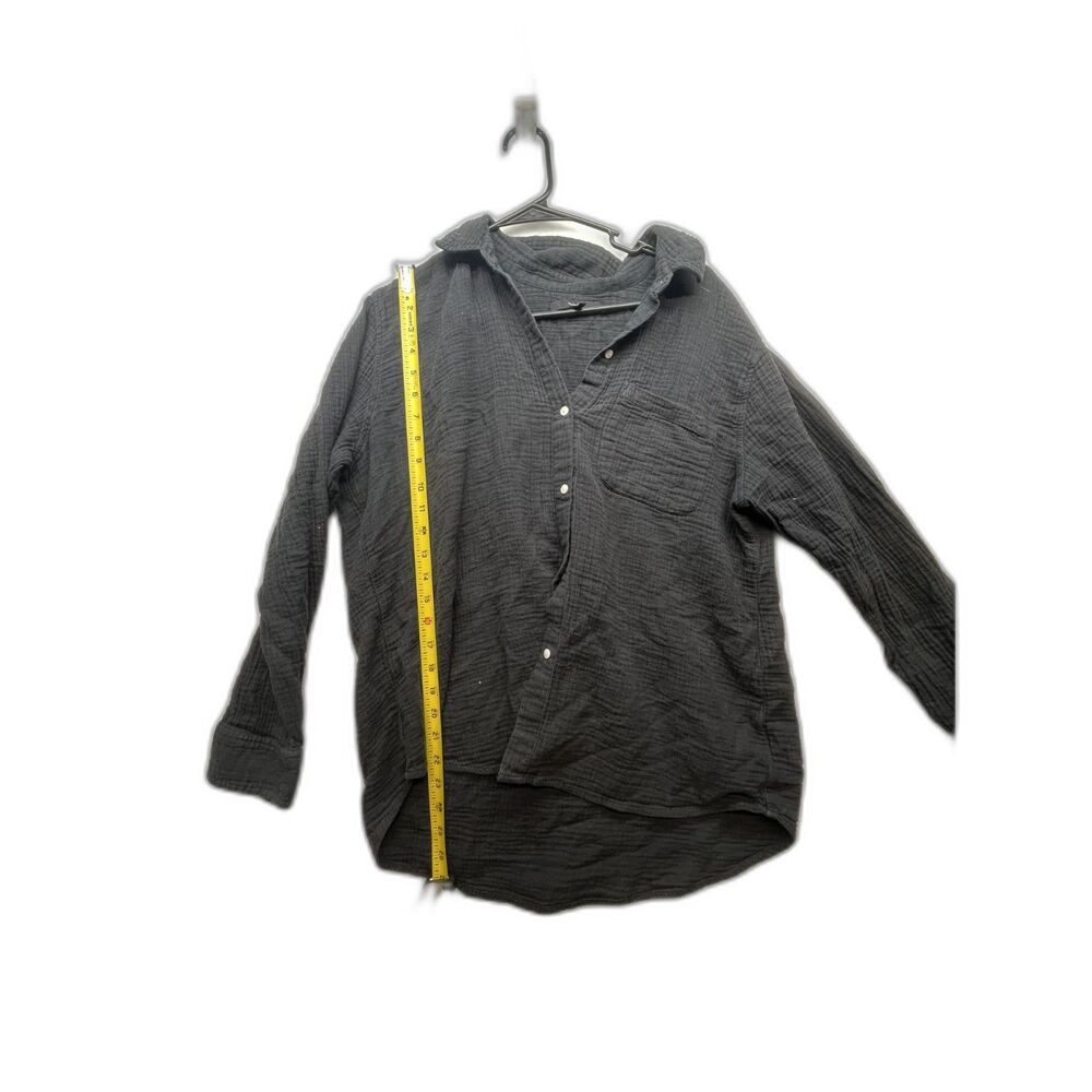 Quince organic cotton gauze long sleeve shirt black size large - Picture 5 of 6
